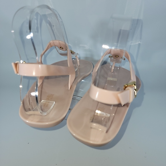 Michael Michael Kors Jelly Sandals Womens 8M Pink Gold Logo Buckle *Read - Picture 14 of 15